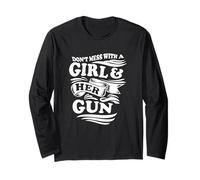 A Girl and Her Gun, Camiseta para Mujeres Tiradores o Gama de Armas Manga Larga