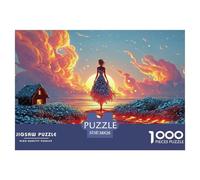 A Girl Standing in Water 1000 Pcs Cartón Fuerte Rompecabezas Sunset Ocean Goddess Liberador De Estrés Juego Creativo Puzzle para Adultos Y Niños 38x26cm/1000pcs