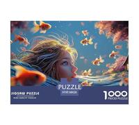 A Girl Swimming in The Water 1000 Pcs Cartón Rompecabezas Underwater Fantasy Liberador De Estrés Juego Creativo Puzzle para Niños Pequeños 38x26cm/1000pcs