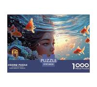 A Girl Swimming in The Water 1000 Pcs Cartón Rompecabezas Underwater Fantasy Liberador De Estrés Juego Familiar Puzzle para Adultos Y Niños 38x26cm/1000pcs