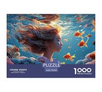 A Girl Swimming in The Water 1000 Piezas Cartón Rompecabezas Underwater Fantasy Imposible, Difícil Juego Familiar Puzzle para Niños Pequeños 70x50cm/1000pcs