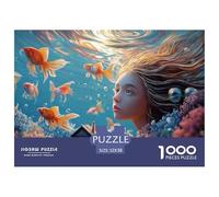 A Girl Swimming in The Water 1000 Piezas Cartón Rompecabezas Underwater Fantasy Liberador De Estrés Juego Familiar Puzzle Juego De Desafío Difícil 52x38cm/1000pcs