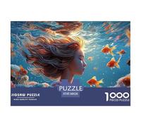 A Girl Swimming in The Water 1000 Piezas Papel Ecológico Rompecabezas Underwater Fantasy Imágenes Vibrantes Juego Familiar Puzzle para Niños Pequeños 38x26cm/1000pcs