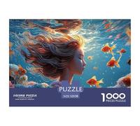 A Girl Swimming in The Water 1000 Piezas Papel Ecológico Rompecabezas Underwater Fantasy Imágenes Vibrantes Juego Familiar Puzzle Juego De Desafío Difícil 52x38cm/1000pcs