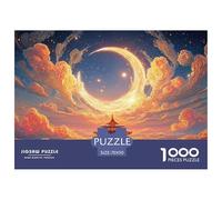 A Golden Moon with Crescent 1000 Piezas Corte Preciso Rompecabezas Dreamlike Night Sky Familia Jigsaw Regalo Adultos 70x50cm/1000pcs