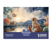 A Golden Retriever Dog and An Orange Kitty 1000 Stück Premium-Karton Puzzle Kitten Lebendige Bilder Familienspiel Puzzles Als Geburtstagsgeschenke 70x50cm/1000pcs