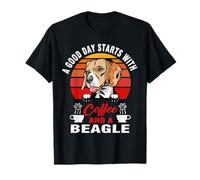 A Good Day Starts with Coffee and A Beagle Dog Funny Puppy Camiseta