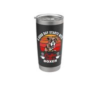 A Good Day Starts With Coffee And A Boxer Dog Funny Dogs Vaso térmico de acero inoxidable de doble pared