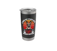 A Good Day Starts With Coffee And A German Shepherd Dog Vaso térmico de acero inoxidable de doble pared