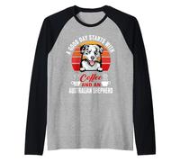 A Good Day Starts with Coffee and Australian Shepherd Dog Camiseta Manga Raglan