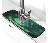 A Green Path in The Forest - Tapete protector contra salpicaduras para grifo de cocina, almohadilla de succión para grifo de cocina, bandeja de recogida de goteo, alfombrilla de secado para baño (15 x