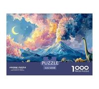 A Group of Dinosaurs 1000 Pcs Premium-Karton Puzzle Volcano with Dinosaur Stressabbau Kreatives Spiel Puzzles Als Wohnaccessoires 52x38cm/1000pcs