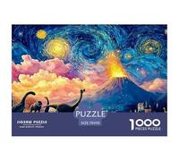 A Group of Dinosaurs 1000 Stück Ökopapier Puzzle Volcano with Dinosaur Lebendige Bilder Familienspiel Puzzles Für Erwachsene Und Kinder 70x50cm/1000pcs