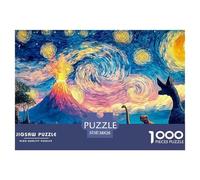 A Group of Dinosaurs 1000 Stück Ökopapier Puzzle Volcano with Dinosaur Lebendige Bilder Familienspiel Puzzles Als Wohnaccessoires 38x26cm/1000pcs
