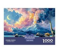 A Group of Dinosaurs 1000 Stück Ökopapier Puzzle Volcano with Dinosaur Stressabbau Familienspiel Puzzles Als Wohnaccessoires 70x50cm/1000pcs