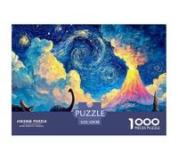 A Group of Dinosaurs 1000 Stück Premium-Karton Puzzle Glowing Cosmic Night Stressabbau Familienspiel Puzzles Als Wohnaccessoires 52x38cm/1000pcs