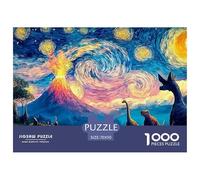 A Group of Dinosaurs 1000 Stück Stabiler Karton Puzzle Volcano with Dinosaur Lebendige Bilder Familienspiel Puzzles Für Erwachsene Und Kinder 70x50cm/1000pcs