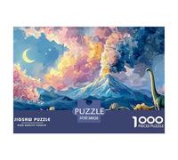 A Group of Dinosaurs 1000 Stück Stabiler Karton Puzzle Volcano with Dinosaur Lebendige Bilder Kreatives Spiel Puzzles Als Wohnaccessoires 38x26cm/1000pcs
