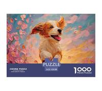A Happy Cockapoo Puppy 1000 Pcs Cartón Fuerte Rompecabezas Cherry Blossom Puppy Imposible, Difícil Juego Familiar Puzzle Juego De Desafío Difícil 52x38cm/1000pcs