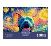 A Happy Smiling Pitbull Dog 1000 Pcs Premium-Karton Puzzle Smiling Pitbull Lebendige Bilder Familienspiel Puzzles Für Erwachsene Und Kinder 70x50cm/1000pcs