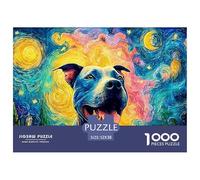 A Happy Smiling Pitbull Dog 1000 Pcs Premium-Karton Puzzle Smiling Pitbull Lebendige Bilder Familienspiel Puzzles Als Wohnaccessoires 52x38cm/1000pcs