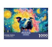 A Happy Smiling Pitbull Dog 1000 Stück Premium-Karton Puzzle Smiling Pitbull Lebendige Bilder Familienspiel Puzzles Als Geburtstagsgeschenke 38x26cm/1000pcs