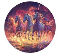 A Herd of Caballs Puzzle 1000 piezas Llama Redonda Puzzle Juguetes Regalo Interesantes Arte Decoración Moderna para Adultos Y Niños 1000pcs (67,5x67,5cm)