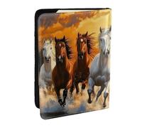 A Herd of Horses were Running in The River - Soporte para pasaporte impreso de piel sintética, organizador de viaje para hombres y mujeres, 6.5 pulgadas, Black, Talla única
