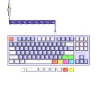 A.JAZZ 75% teclado para juegos con cable, interruptor pre-Lubed Custom TKL 80% Gasket Teclado mecánico, Light Up QWERTY Color PBT Keycap 87 Anti-Ghosting, Cable USB-C en espiral para PC/Mac - Lila