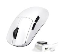 A.JAZZ AJ159V2MC Ratón Gaming Inalámbrico, Triple Modo BT/2.4G/USB-C con Cable, Sensor Óptico PixArt 3311 24,000DPI, Ultraligero 54g, con Batería Reemplazable - para PC/Mac/Portátil - Blanco