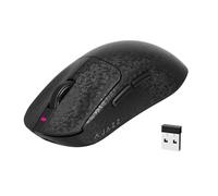 A.JAZZ AJ199 Ratón Gaming de Fibra de Carbono, Wireless 2.4G/BT/USB-C Trimodo, Ultraligero 55g, Sensor óptico PixArt PAW3311 con 24000 DPI y Sondeo de 1000, Mice Gamer Oficina, PC/Mac - Negro