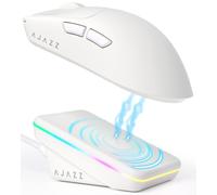A.JAZZ AJ200P AI MASTER Ratón Gaming Inalámbrico Con Base De Carga Magnética, Sensor PAW3955, 80000 DPI, Chip NearLink BS2826, Doble 8000Hz, Control De Voz IA, AI Game Coach, for PC/Mac, Blanco