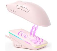 A.JAZZ AJ200P AI MASTER Ratón Gaming Inalámbrico Con Base De Carga Magnética, Sensor PAW3955, 80000 DPI, Chip NearLink BS2826, Doble 8000Hz, Control De Voz IA, AI Game Coach, for PC/Mac, Rosa