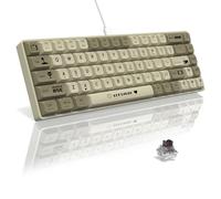 A.JAZZ AK680 65% Teclado mecánico para Juegos Hotswap con Cable,Anti-Ghosting portátil de 68 Teclas,Iluminación de Arco Iris programable,Sándwich EVA,Ergonómico,Interruptor marrón para Mac/Win-Gris