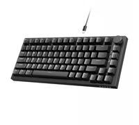 A.JAZZ AK820 75% TKL Teclado mecánico con Cable,Interruptor Rojo Intercambiable en Caliente,Teclado para Juegos con Montaje en Junta,luz Blanca,82 Teclas con Perilla de Volumen CNC,para Win/Mac-Negro
