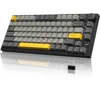 A.JAZZ AK820PRO Teclado Gaming Mecánico Inalámbrico Layout 75% 81 Teclas | 2.4GHz/Bluetooth/USB-C, Con Pantalla TFT Color & Botón CNC, Retroiluminación RGB Hot-Swap, 4000mAh-Gris/Flying Fish Switch