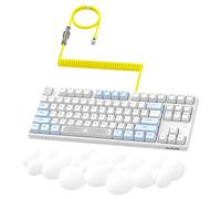 A.JAZZ AK873 Teclado mecánico TKL con cable de 87 teclas para juegos con interruptor azul táctil de intercambio en caliente con arco iris retroiluminado en caliente, junta NKRO ergonómica con