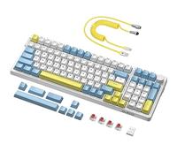 A.JAZZ AK992 99 teclas intercambiables en caliente, Bluetooth/2.4G/cableado, montaje de junta, retroiluminación RGB, teclado mecánico para juegos de PC, cable USB C en espiral, interruptor lineal