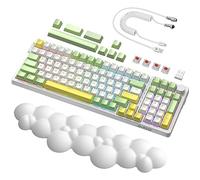 A.JAZZ AK992 99Keys HotSwappable, Bluetooth 5.0/2.4G/cableado, retroiluminación RGB, teclado mecánico para juegos PC, reposamuñecas 3 en 1, cable C espiral, interruptor lineal personalizado, teclas