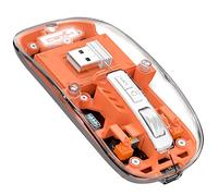 A.JAZZ Mini ratón ligero inalámbrico Bluetooth 5.1 y 2.4G, transparente, fresco, silencioso, recargable, receptor nano USB C, batería LED Magic Silm para oficina/PC/Mac/portátil/Apple/iPad (naranja)