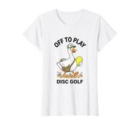 A Jugar a Disc Golf Silly Funny Goose Camiseta gráfica económica, Mujer, Blanco, XL