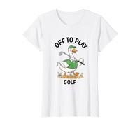 A Jugar al Golf Silly Funny Goose Camiseta gráfica económica, Mujer, Blanco, S