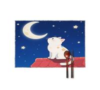 A Kitten Looking at The Moon Placement Mats for Dining Table Place Mats Suitable for Personal Dining Tables Dinner Parties BBQ Weddings