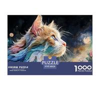 A Kitty with Long Hair 1000 Pcs Ökopapier Puzzle Vintage Cat Portrait Lebendige Bilder Familienspiel Puzzles Für Erwachsene Und Kinder 38x26cm/1000pcs