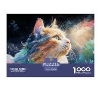 A Kitty with Long Hair 1000 Stück Premium-Karton Puzzle Glowing Cat Stressabbau Kreatives Spiel Puzzles Für Erwachsene Und Kinder 52x38cm/1000pcs