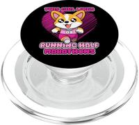A la chica le gusta correr medio maratón lindo cachorro PopSockets PopGrip para MagSafe