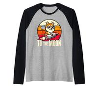 A La Luna Shiba Doge Moneda Divertido Cripto Moneda Meme Juego de palabras Camiseta Manga Raglan