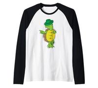 A la Tortuga le Encanta Bailar con Sombrero Camiseta Manga Raglan