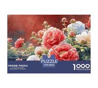A Large Bouquet of Peonies 1000 Stück Ökopapier Puzzle Watercolor Peony Lebendige Bilder Familienspiel Puzzles Für Erwachsene Und Kinder 38x26cm/1000pcs