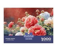 A Large Bouquet of Peonies 1000 Stück Ökopapier Puzzle Watercolor Peony Lebendige Bilder Familienspiel Puzzles Als Geburtstagsgeschenke 52x38cm/1000pcs